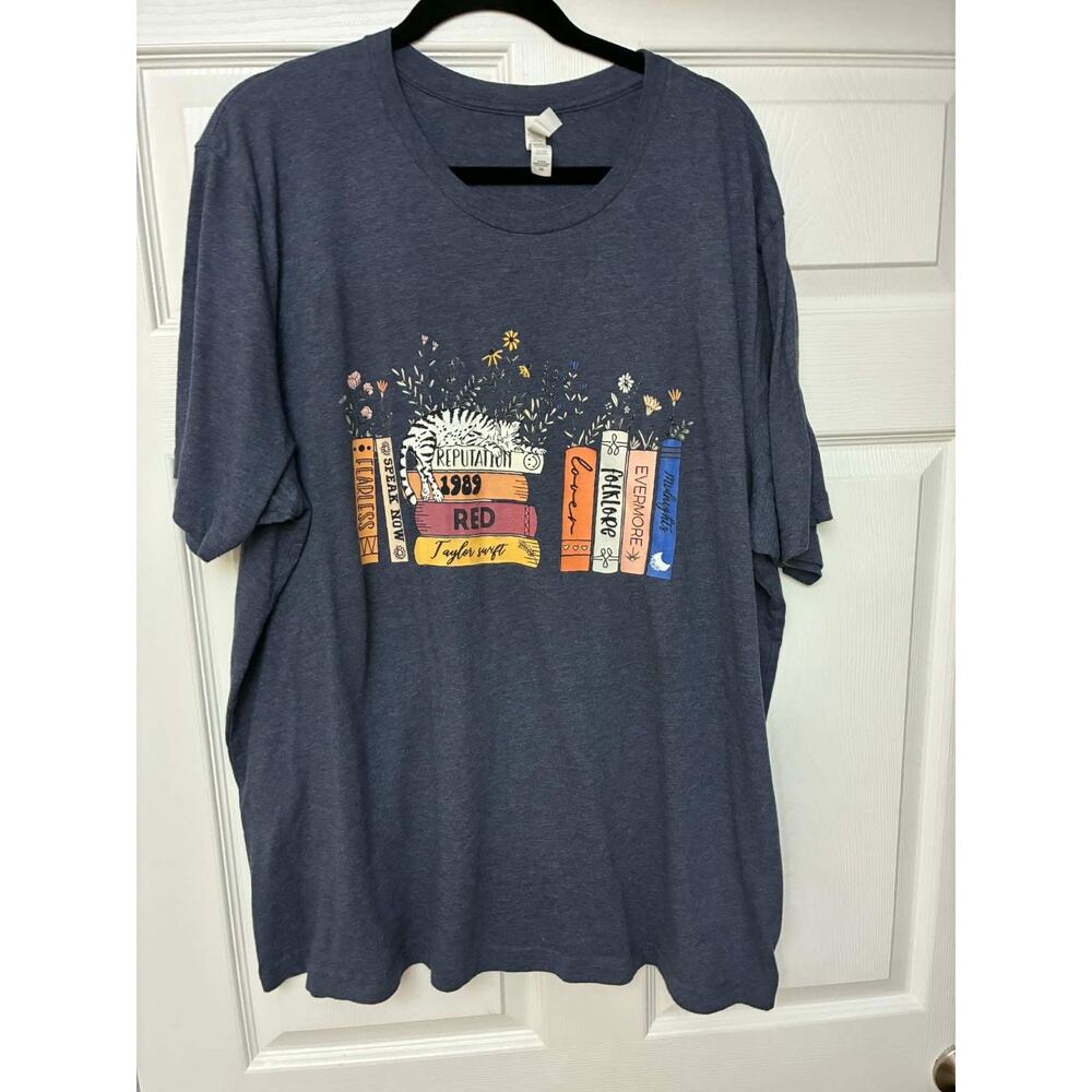 Bella Canvas Men's 3XL Book Stack Graphic T-Shirt Reputation 1989 Red Tee